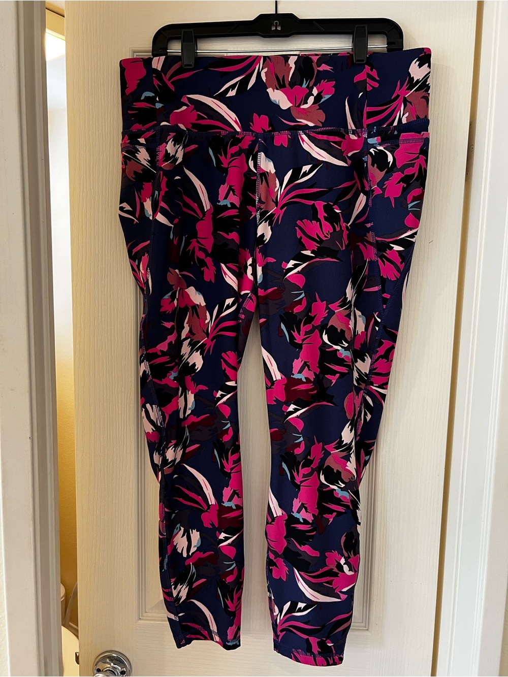Lane Bryant Navy Work Out Leggings with Pink Floral Print